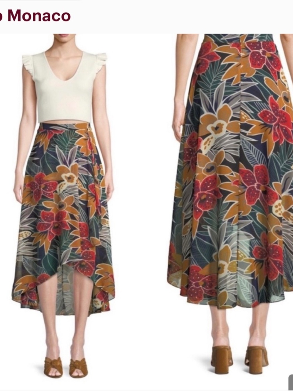 Club Monaco Eliana High Waist Floral Midi Skirt